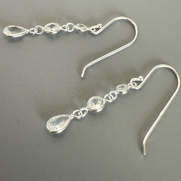 Sterling Silver Cubic Zirconia Dangle Earrings - Picture 10 of 10